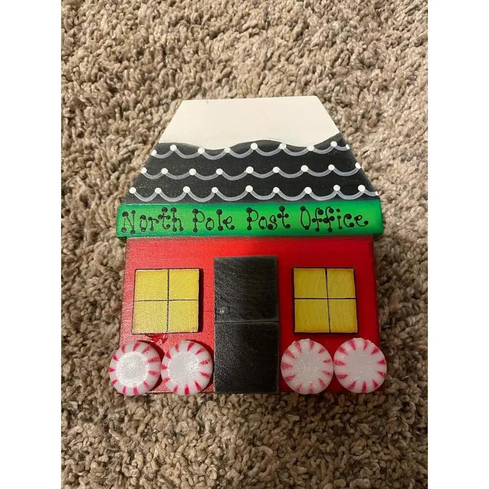 Christmas Standing Wood Houses Whimsical Handpainted Decor Xmas - Picture 4 of 9